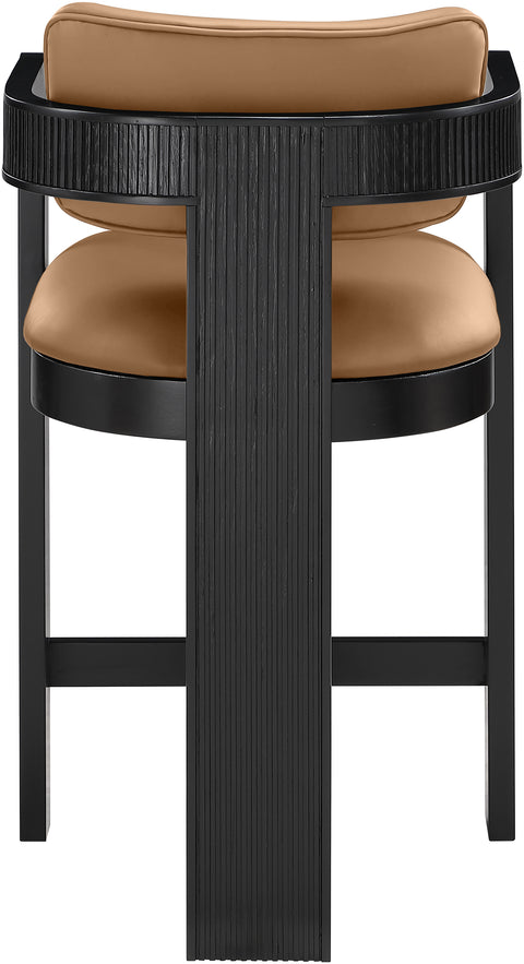 Amara Cognac Vegan Leather Upholstered Counter Stool, 1 Piece (Style 2)