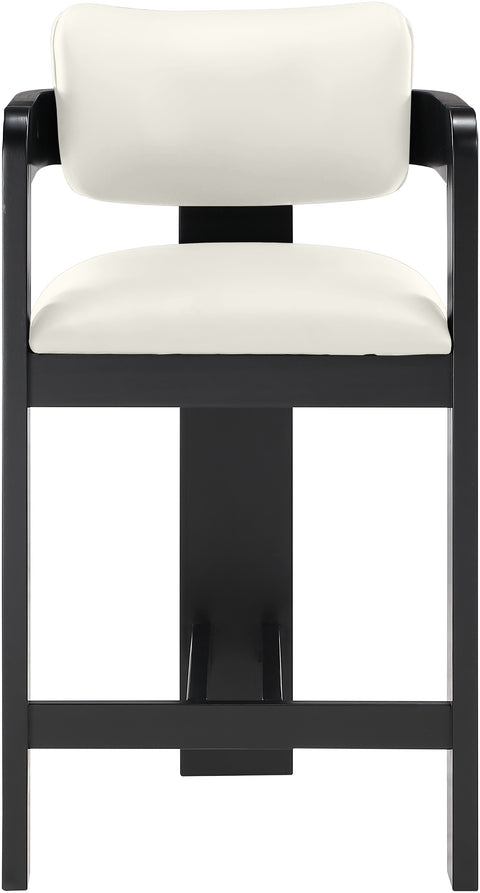 Amara Cream Vegan Leather Upholstered Counter Stool, 1 Piece (Style 2)