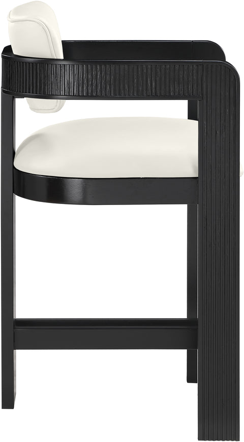 Amara Cream Vegan Leather Upholstered Counter Stool, 1 Piece (Style 2)