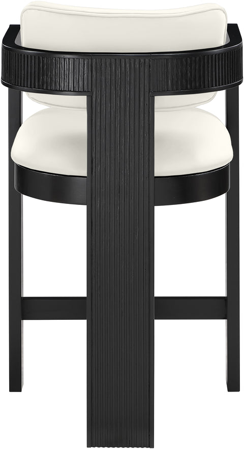 Amara Cream Vegan Leather Upholstered Counter Stool, 1 Piece (Style 2)