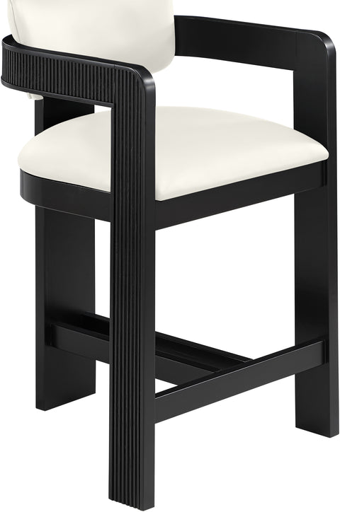 Amara Cream Vegan Leather Upholstered Counter Stool, 1 Piece (Style 2)