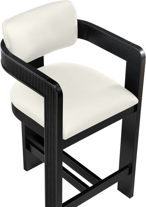 Amara Cream Vegan Leather Upholstered Counter Stool, 1 Piece (Style 2)