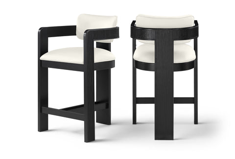 Amara Cream Vegan Leather Upholstered Counter Stool, 1 Piece (Style 2)