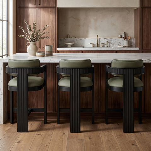 Amara Olive Vegan Leather Upholstered Counter Stool, 1 Piece (Style 2)