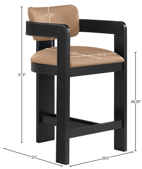 Amara Tan Vegan Leather Upholstered Counter Stool, 1 Piece
