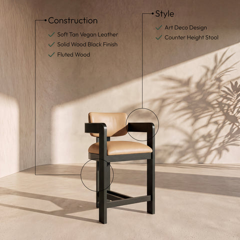 Amara Tan Vegan Leather Upholstered Counter Stool, 1 Piece