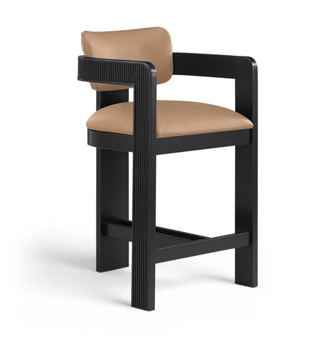 Amara Tan Vegan Leather Upholstered Counter Stool, 1 Piece
