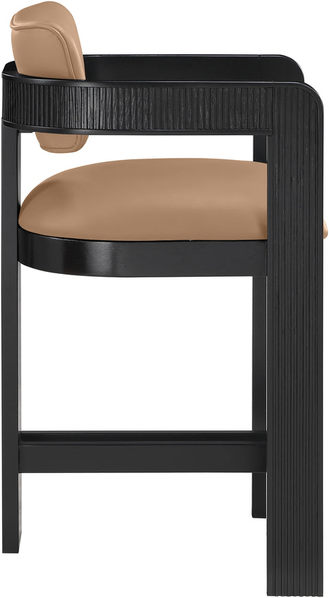 Amara Tan Vegan Leather Upholstered Counter Stool, 1 Piece