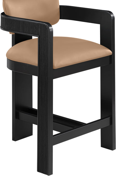 Amara Tan Vegan Leather Upholstered Counter Stool, 1 Piece