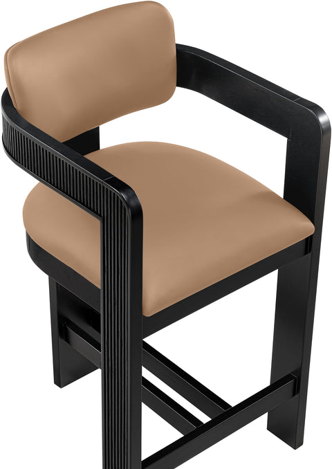 Amara Tan Vegan Leather Upholstered Counter Stool, 1 Piece