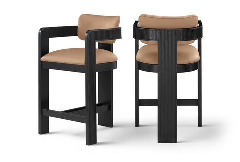Amara Tan Vegan Leather Upholstered Counter Stool, 1 Piece
