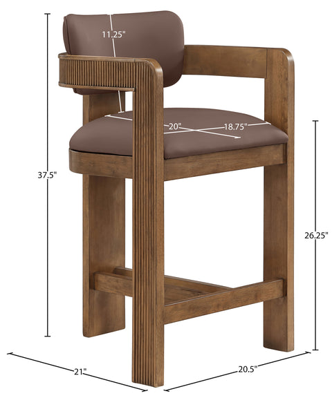 Amara Brown Vegan Leather Upholstered Counter Stool, 1 Piece (Style 2)