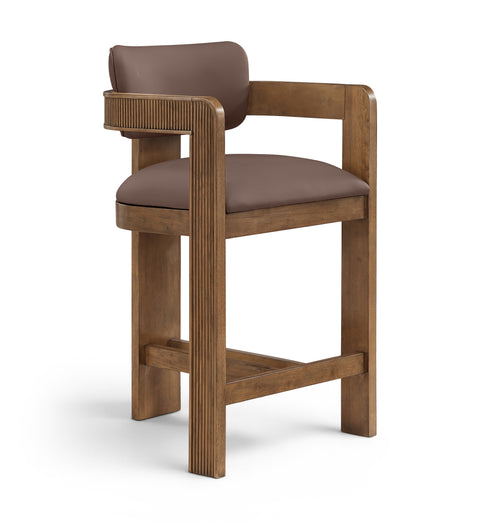 Amara Brown Vegan Leather Upholstered Counter Stool, 1 Piece (Style 2)
