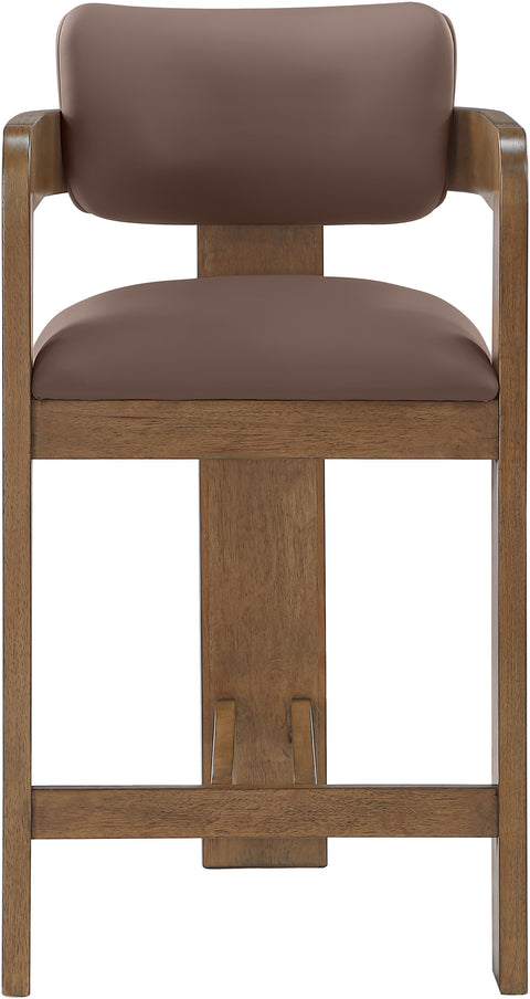 Amara Brown Vegan Leather Upholstered Counter Stool, 1 Piece (Style 2)
