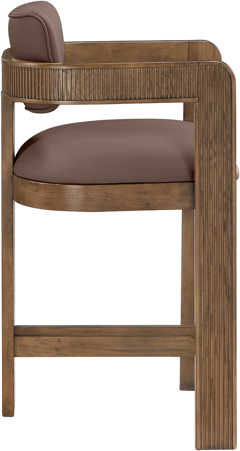 Amara Brown Vegan Leather Upholstered Counter Stool, 1 Piece (Style 2)