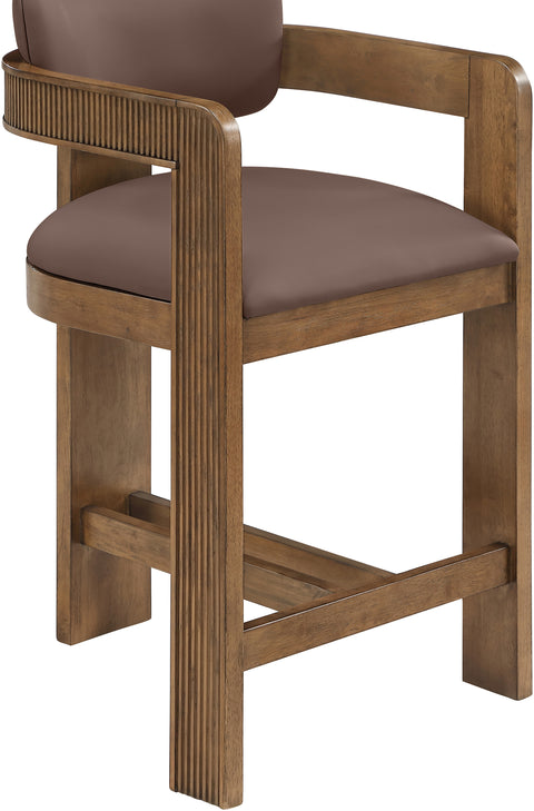 Amara Brown Vegan Leather Upholstered Counter Stool, 1 Piece (Style 2)