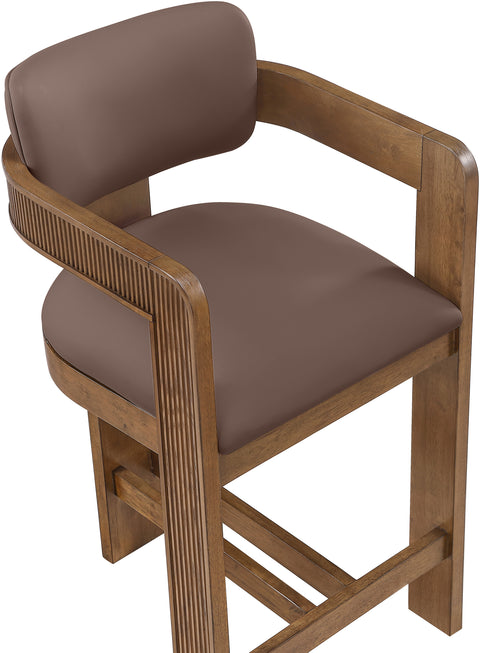 Amara Brown Vegan Leather Upholstered Counter Stool, 1 Piece (Style 2)
