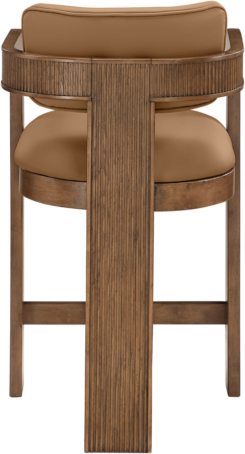 Amara Cognac Vegan Leather Upholstered Counter Stool, 1 Piece (Style 3)