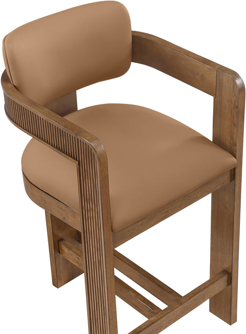 Amara Cognac Vegan Leather Upholstered Counter Stool, 1 Piece (Style 3)