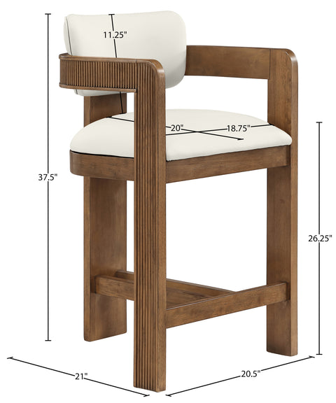 Amara Cream Vegan Leather Upholstered Counter Stool, 1 Piece (Style 3)