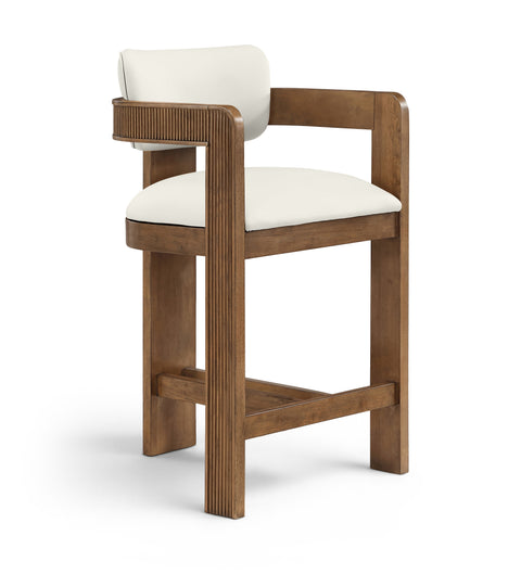 Amara Cream Vegan Leather Upholstered Counter Stool, 1 Piece (Style 3)