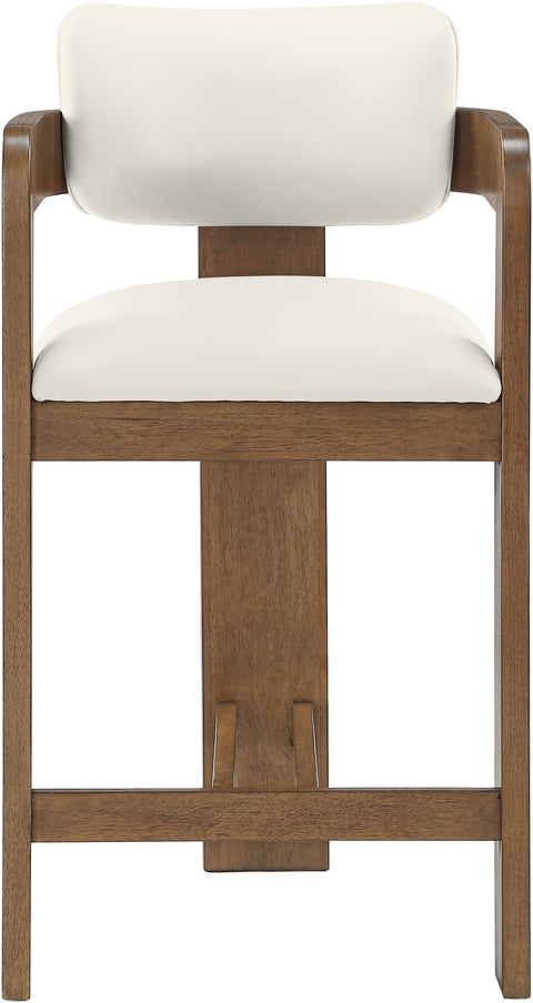 Amara Cream Vegan Leather Upholstered Counter Stool, 1 Piece (Style 3)