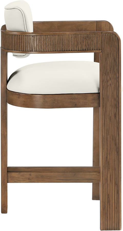 Amara Cream Vegan Leather Upholstered Counter Stool, 1 Piece (Style 3)