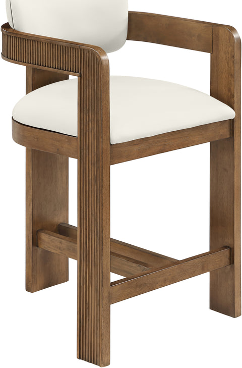 Amara Cream Vegan Leather Upholstered Counter Stool, 1 Piece (Style 3)