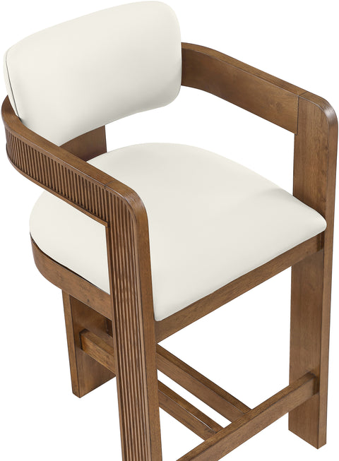 Amara Cream Vegan Leather Upholstered Counter Stool, 1 Piece (Style 3)