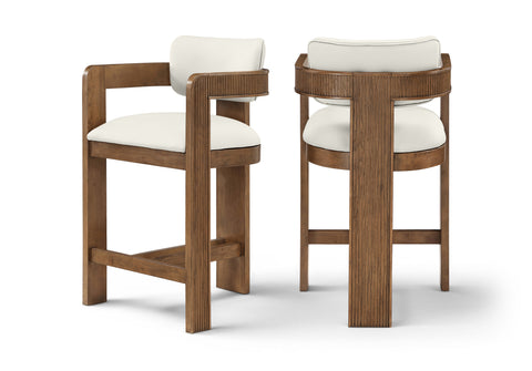 Amara Cream Vegan Leather Upholstered Counter Stool, 1 Piece (Style 3)
