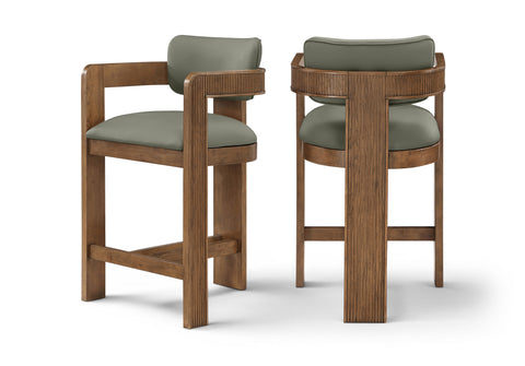 Amara Olive Vegan Leather Upholstered Counter Stool, 1 Piece (Style 3)