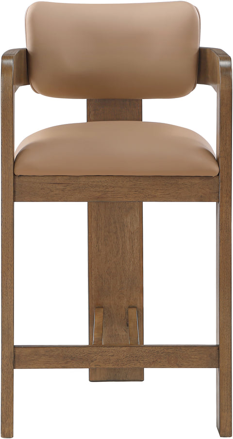 Amara Tan Vegan Leather Upholstered Counter Stool, 1 Piece (Style 2)