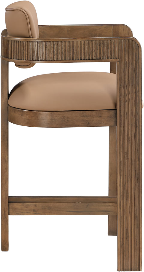 Amara Tan Vegan Leather Upholstered Counter Stool, 1 Piece (Style 2)