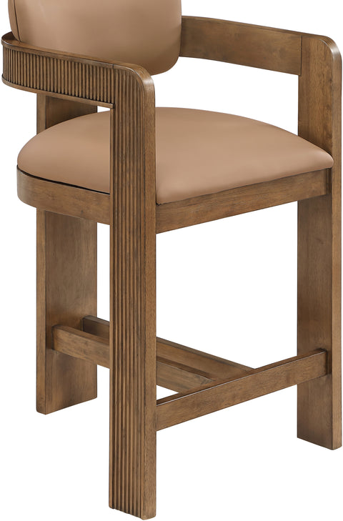 Amara Tan Vegan Leather Upholstered Counter Stool, 1 Piece (Style 2)