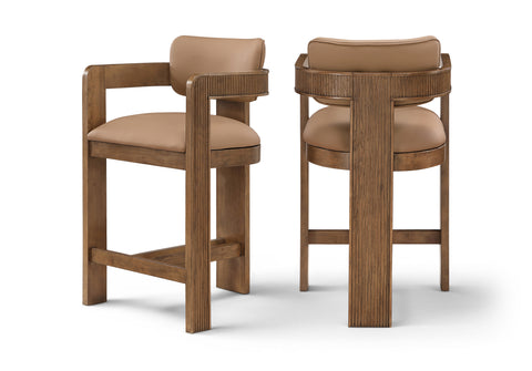 Amara Tan Vegan Leather Upholstered Counter Stool, 1 Piece (Style 2)