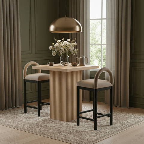 Willow 32" Natural Oak Veneer And Solid Wood Counter Height Table, 1 Piece