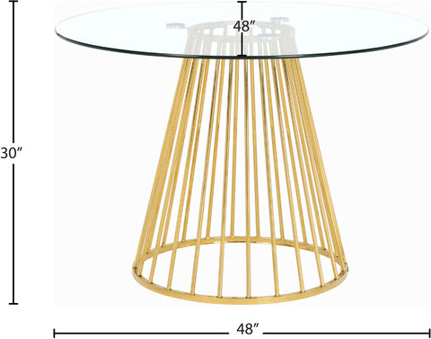 Sloane 48" Gold Glass Top And Metal Base Dining Table, 1 Piece