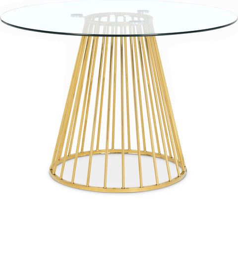 Sloane 48" Gold Glass Top And Metal Base Dining Table, 1 Piece