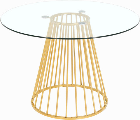 Sloane 48" Gold Glass Top And Metal Base Dining Table, 1 Piece