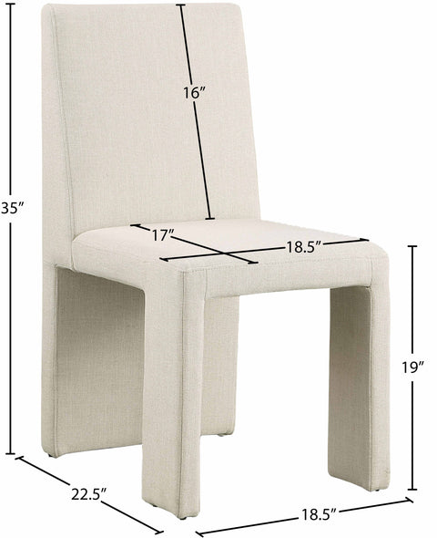 Olive Beige Linen Textured Fabric Upholstered Dining Chair, 2-Piece