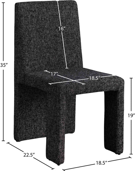 Olive Black Linen Textured Fabric Upholstered Dining Chair, 2-Piece