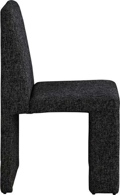 Pandora Black Linen Textured Fabric Dining Chair C