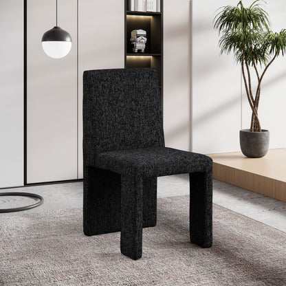 Pandora Black Linen Textured Fabric Dining Chair C