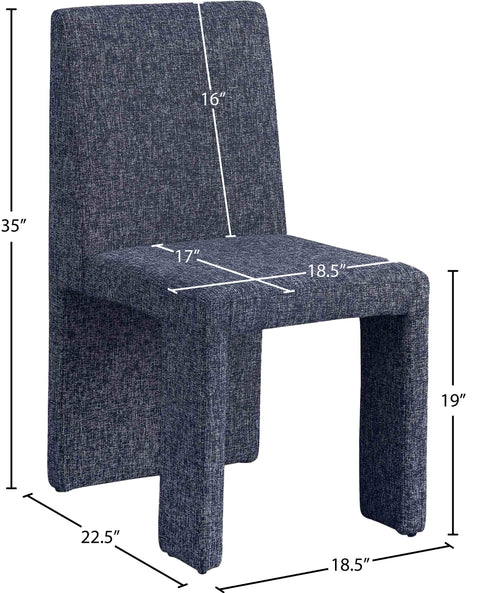 Olive Blue Linen Textured Fabric Upholstered Dining Chair, 2-Piece