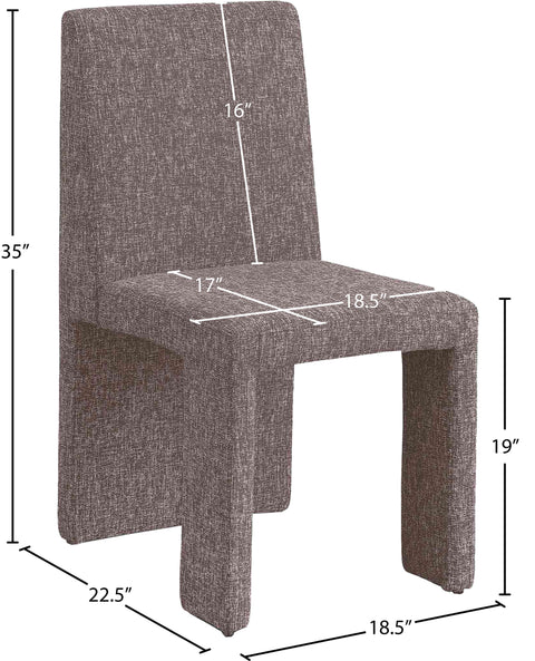 Olive Brown Linen Textured Fabric Upholstered Dining Chair, 2-Piece