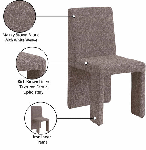 Olive Brown Linen Textured Fabric Upholstered Dining Chair, 2-Piece
