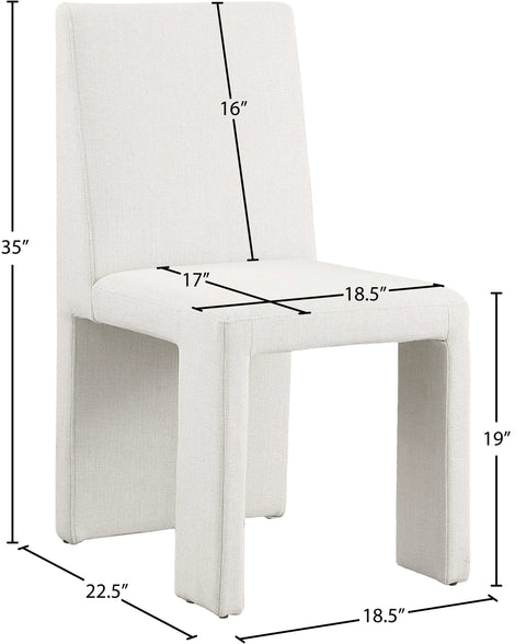 Olive Cream Linen Textured Fabric Upholstered Dining Chair, 2-Piece