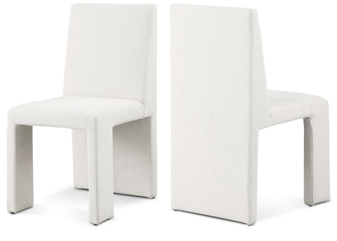 Olive Cream Linen Textured Fabric Upholstered Dining Chair, 2-Piece
