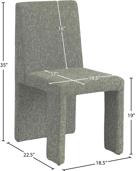 Olive Green Linen Textured Fabric Upholstered Dining Chair, 2-Piece