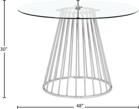 Sloane 48" Chrome Glass Top And Steel Base Dining Table, 1 Piece